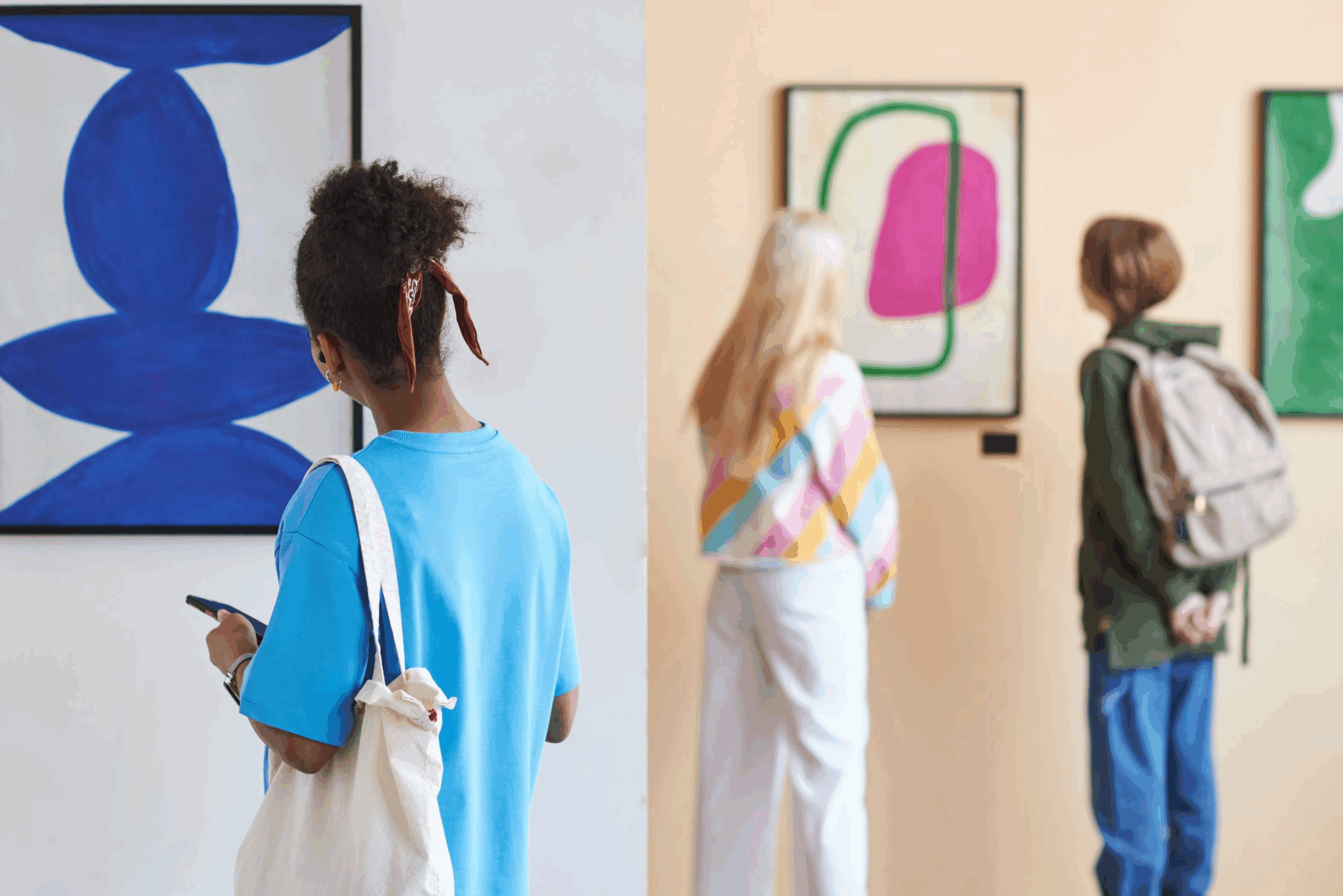 Women admiring art in art galleries in Franklin and Williamson County, Tennessee.