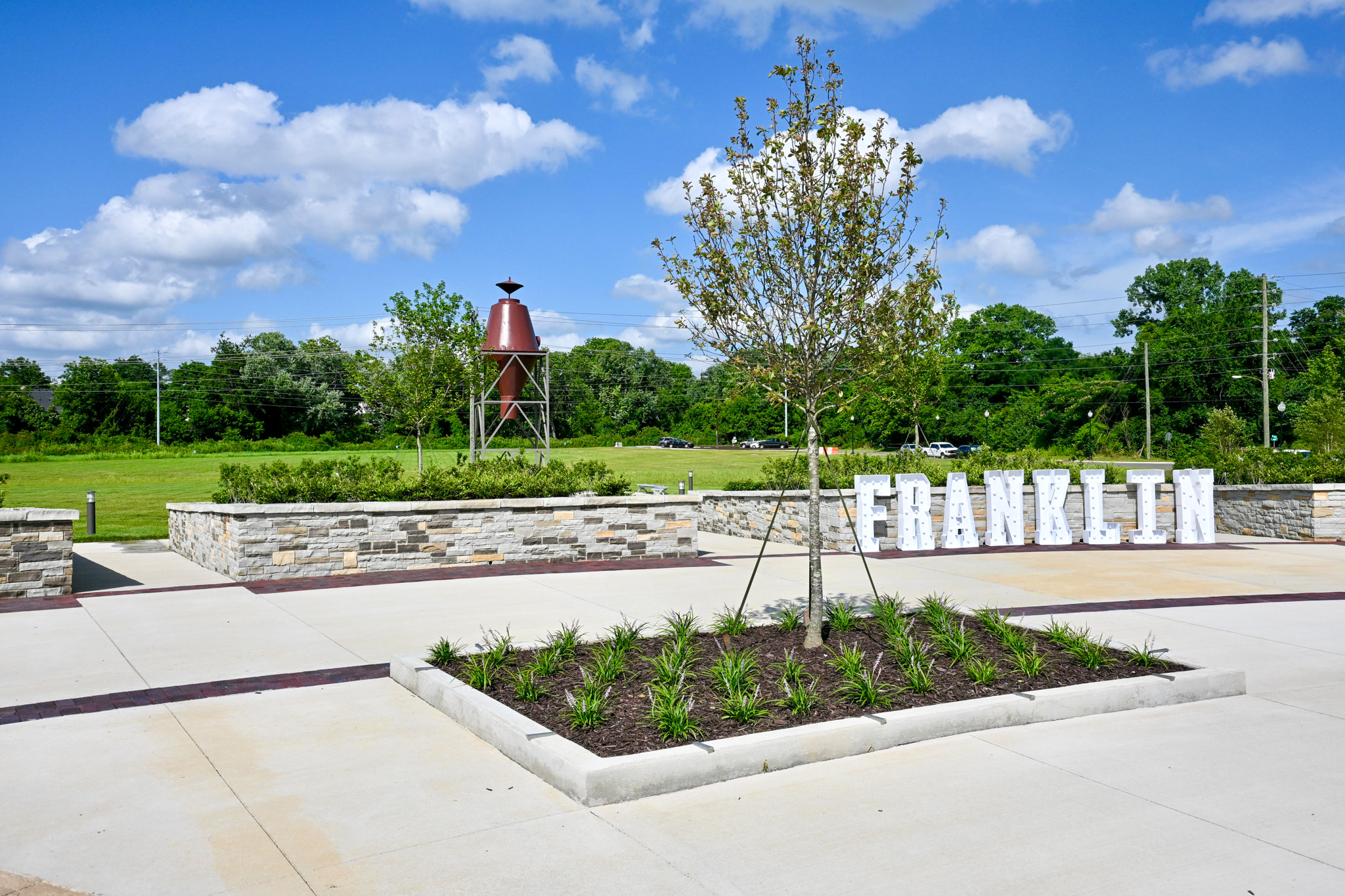 Bicentennial Park Franklin Tennessee Franklin sign and boot factory dust collector