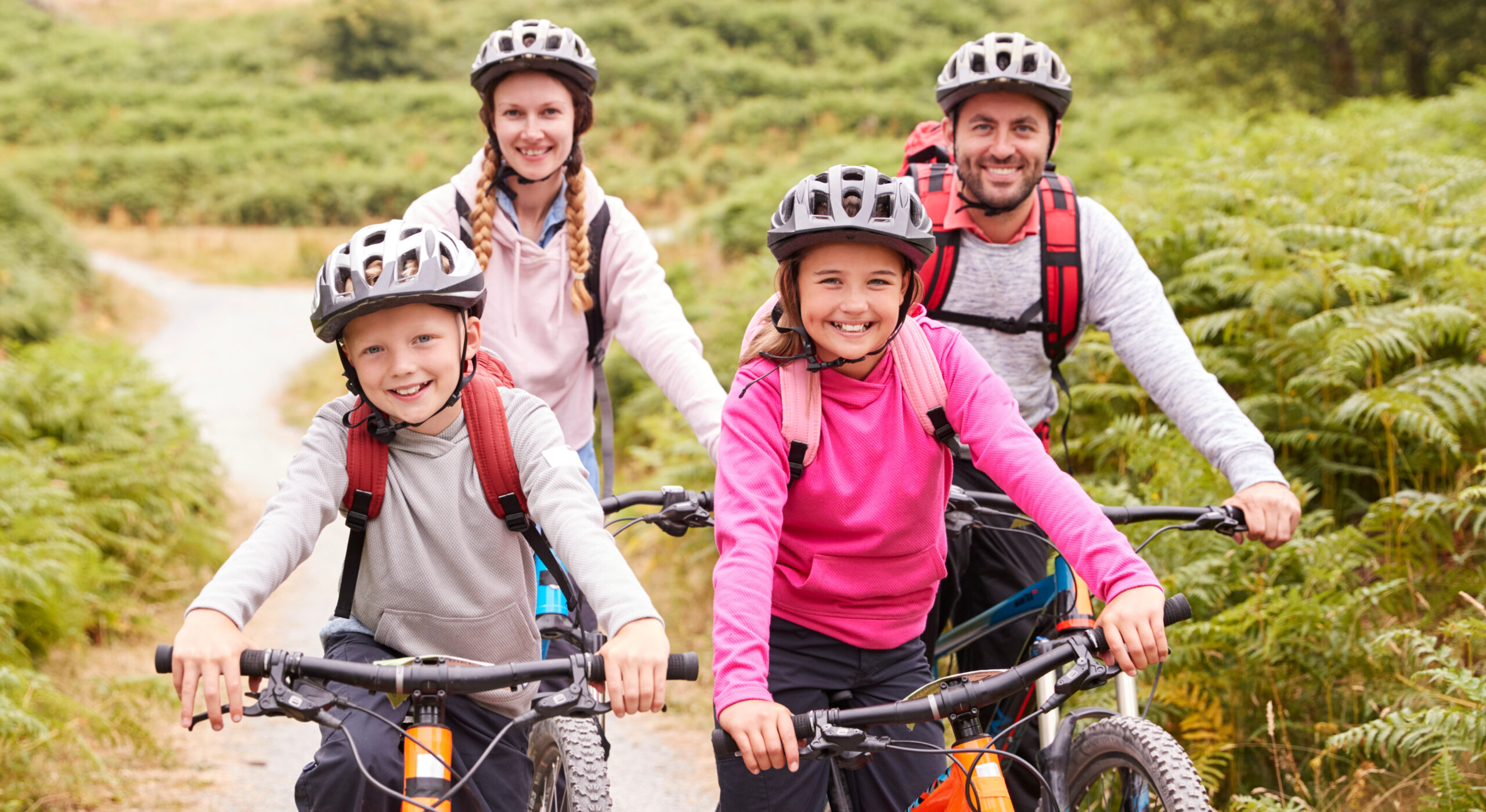 Family Biking with helmets