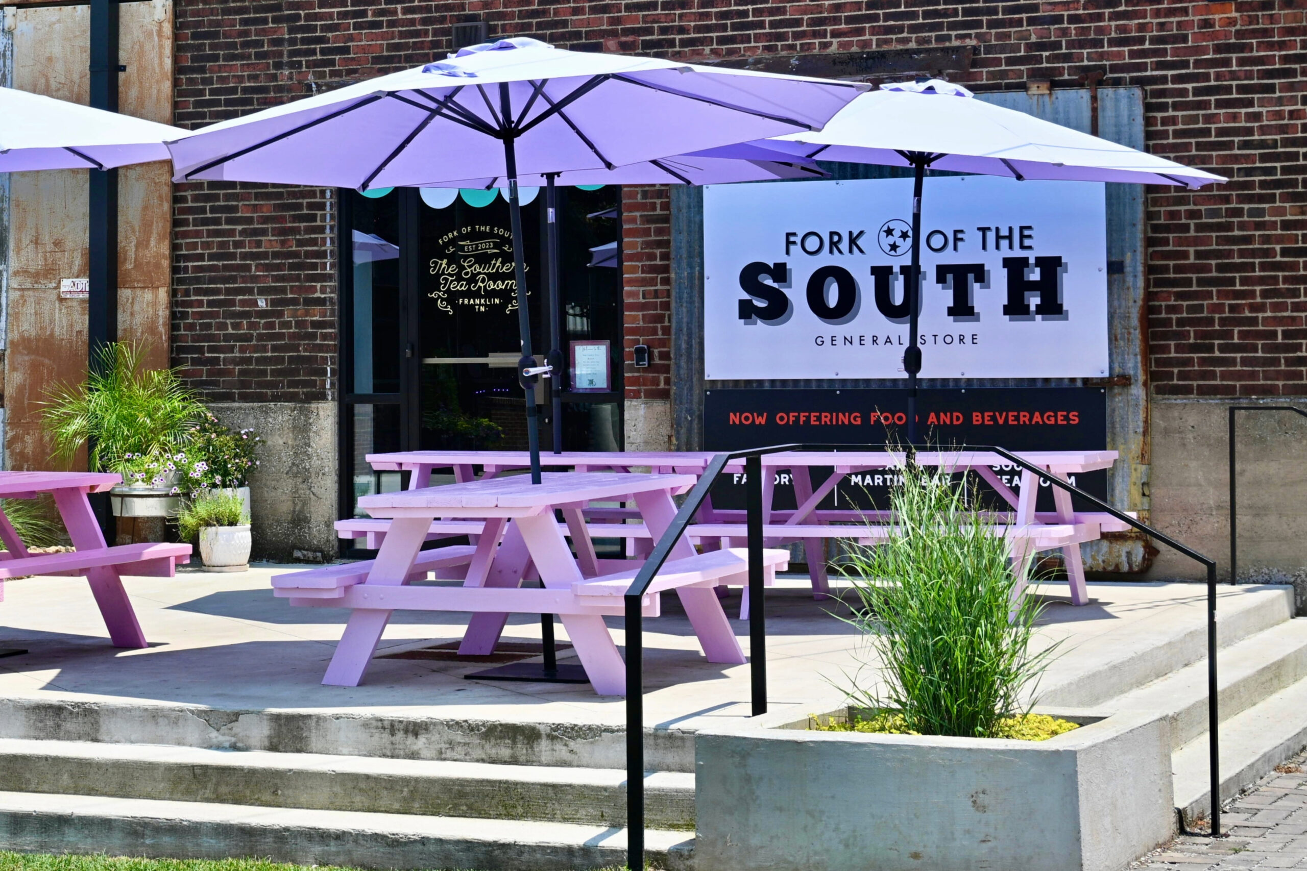 Fork of the South in Franklin, Tennessee, at The Factory at Franklin, a general store, ice cream and milkshakes, The Southern Tea Room, Sips at the Silo dirty sodas and refreshers, the Candy Martini Bar, gifts, home goods, and products from more than 85 makers and artisans, as well as an outdoor patio!