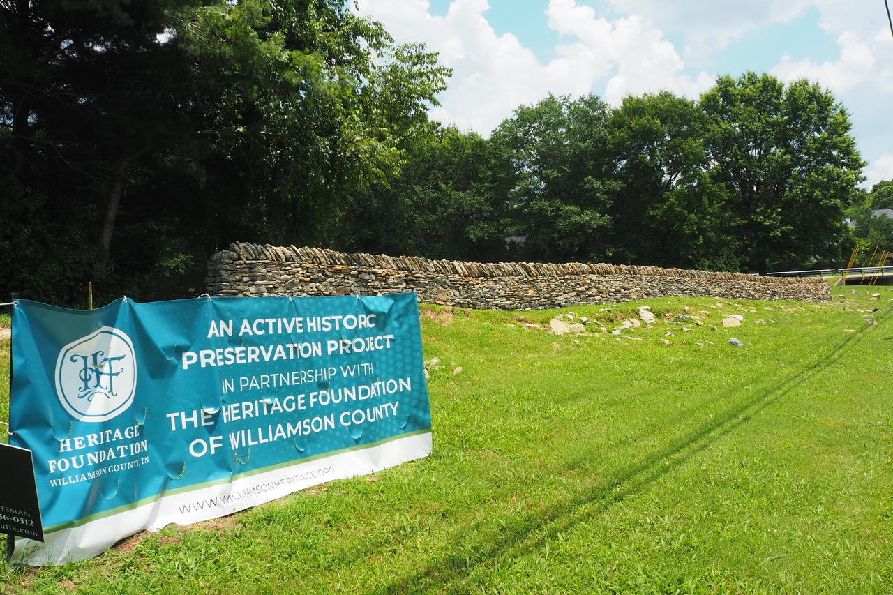 The restoration of a historic stone wall in front of the Hunterwood community in Brentwood, Tennessee. The organization partnered with Martin Beevers of Old England Rock Walls to host free, hands-on workshops for the community to learn about the process and assist in the rebuild.   