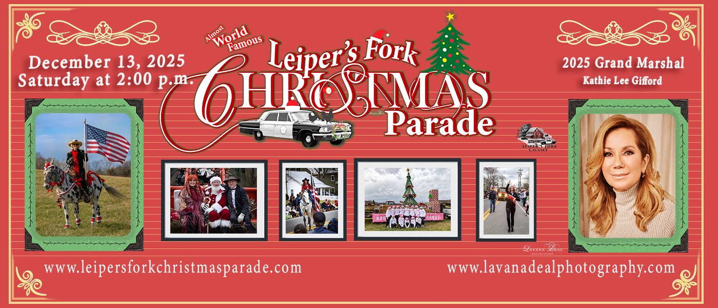 Kathie Lee Gifford Grand Marshal of Leiper’s Fork, Tennessee’s “Almost World Famous” Christmas Parade.