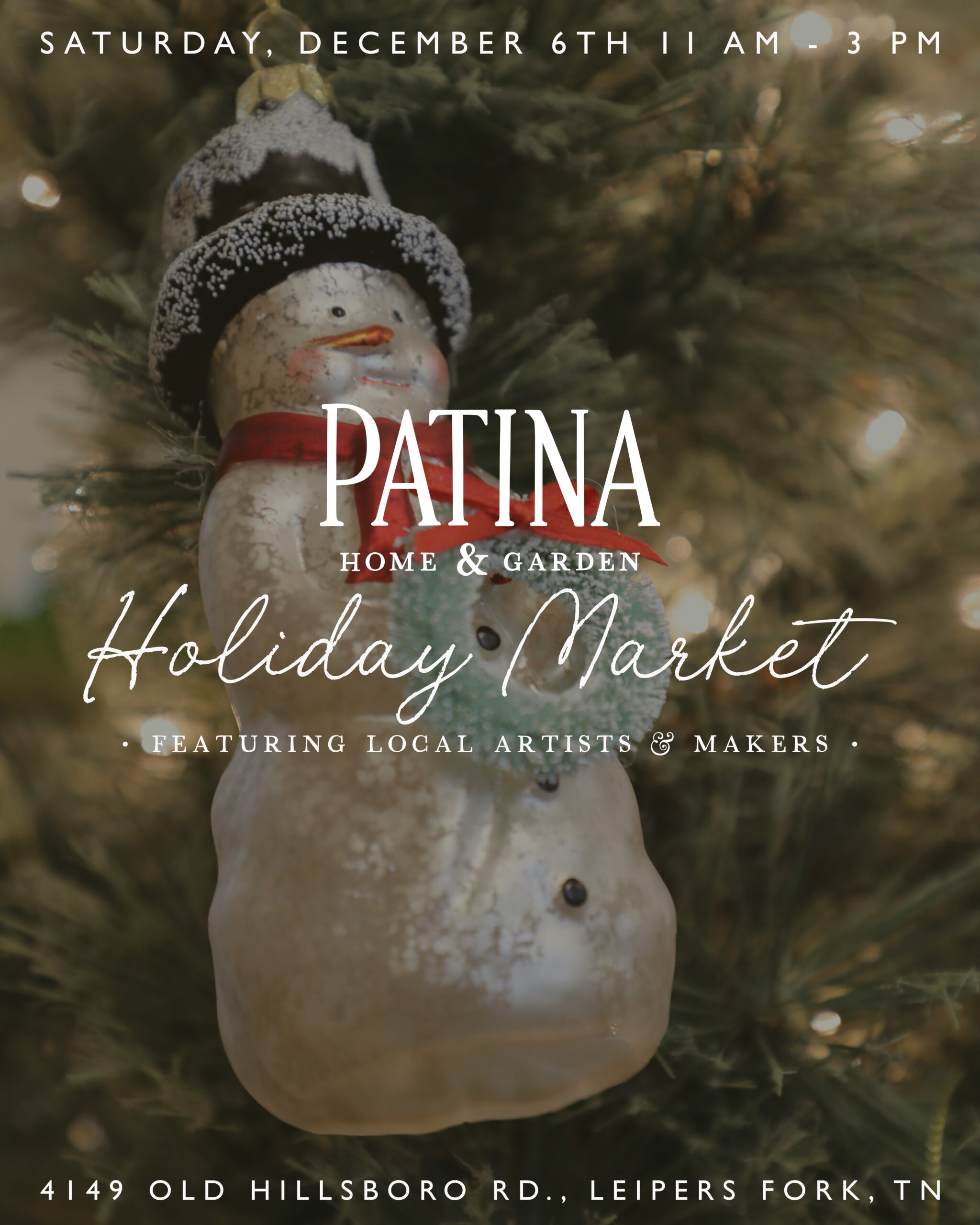 Patina Home & Garden to Host Holiday Market Dec. 6.