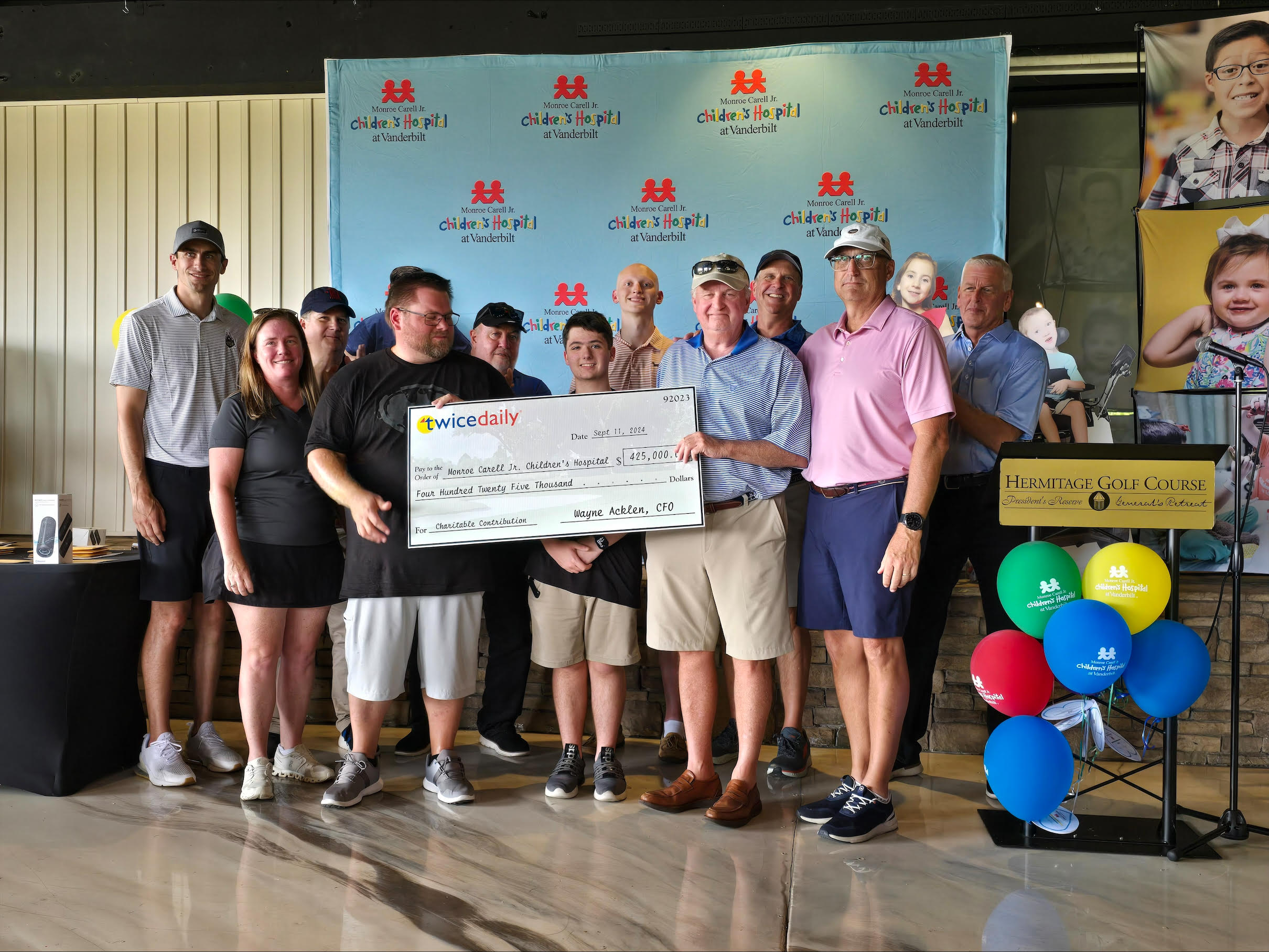 Twice Daily Check Presentation-Twice Daily Surpasses $5 Million in Donations to Monroe Carell Jr. Children’s Hospital at Vanderbilt.