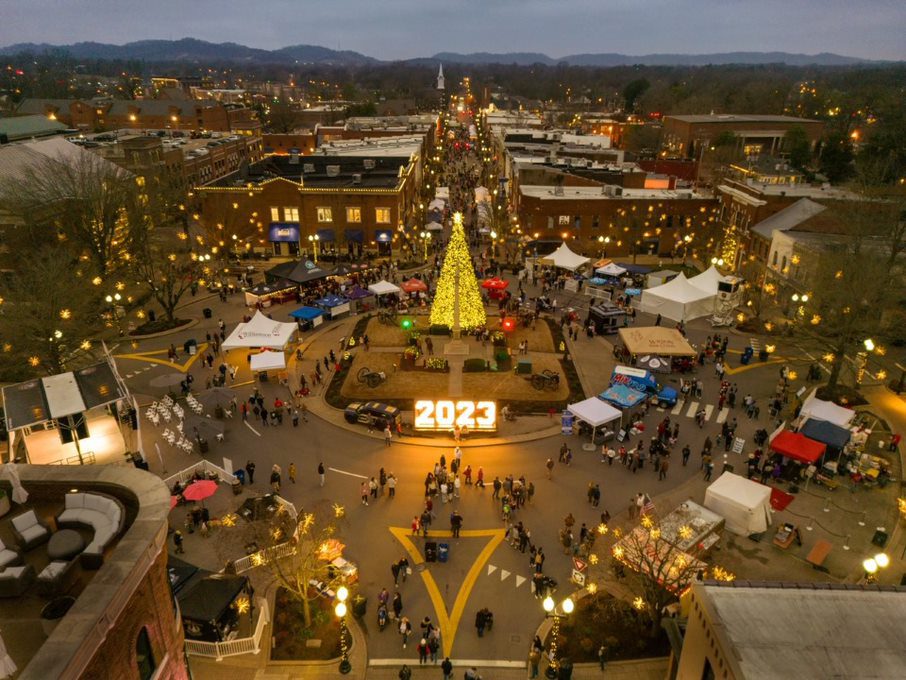 Dickens of a Christmas Festival in downtown Franklin, Tennessee, Christmas tree, craft and food vendors, musicians, dancers, and Dickens characters!