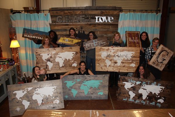 Women, Wine, and Wood event in Franklin, a fun thing to do with friends at Craft Love.