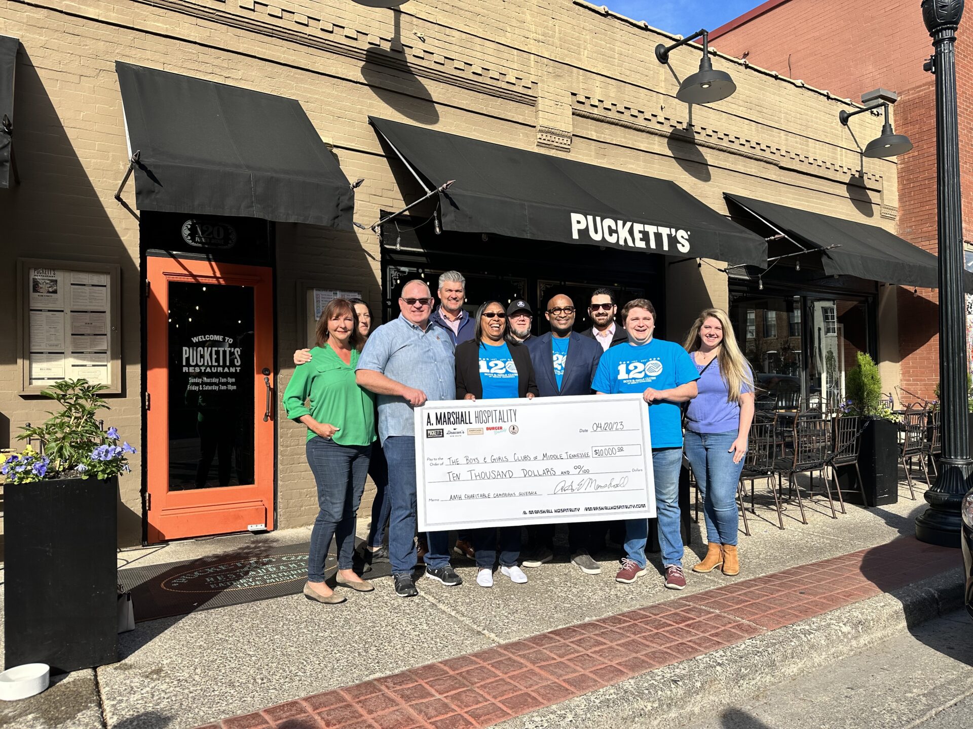 Pucketts Franklin, TN Donated $10,000 to Boys and Girls Clubs of Middle Tennessee.