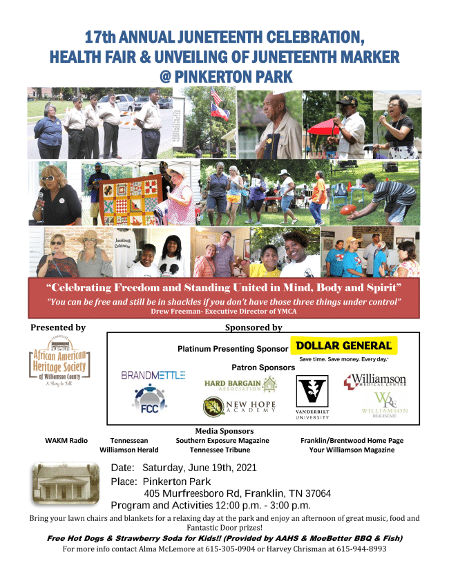 Annual Juneteenth Celebration at Pinkerton Park Franklin, TN